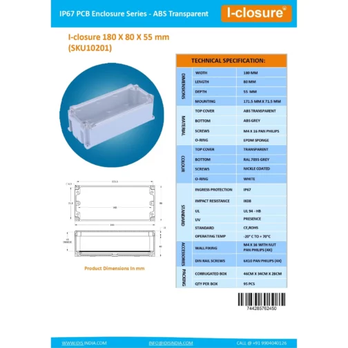 Datasheet 180 X 80 X 55 MM Clear ID-1191