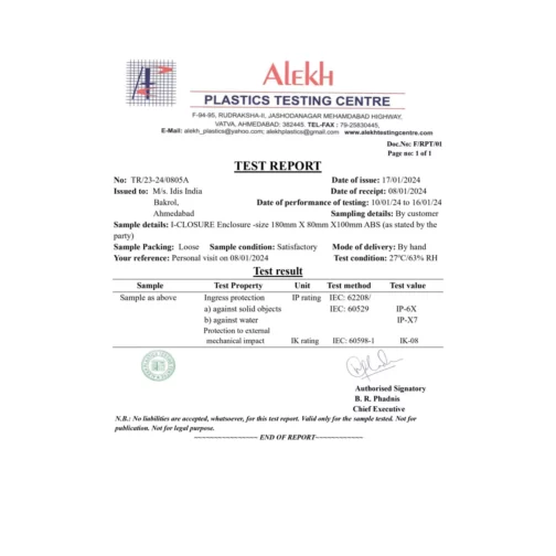 ID 1210 ABS PCB ENCLOSURE TEST REPORT