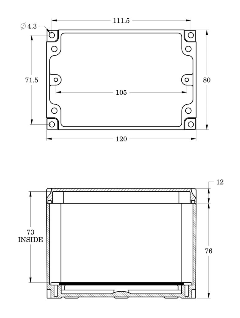 120 x 80 x 85 mm ABS Transparent With Mounting Plate