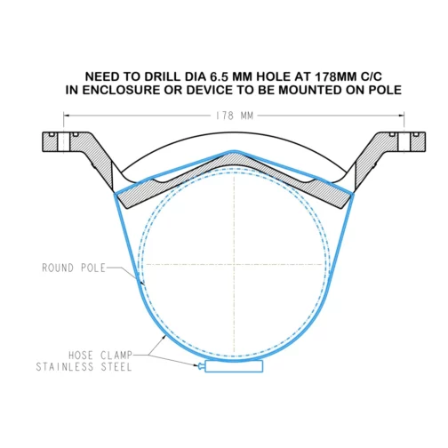 Pole Mounted Clamp for bigger enclosures and devices - Set of 2