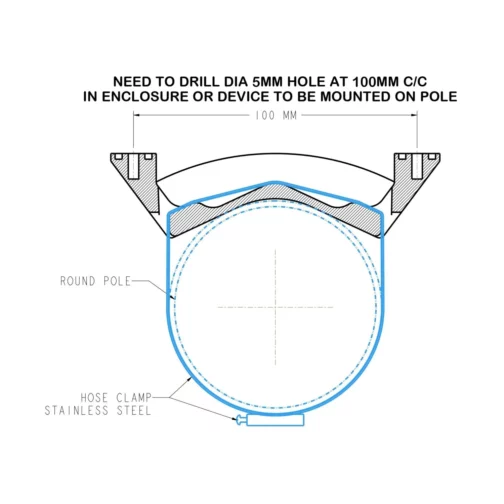 Pole Mounted Clamp for Short enclosures and devices - Set of 1